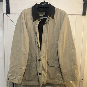 Free Country Men's Beige Jacket with Brown Collar